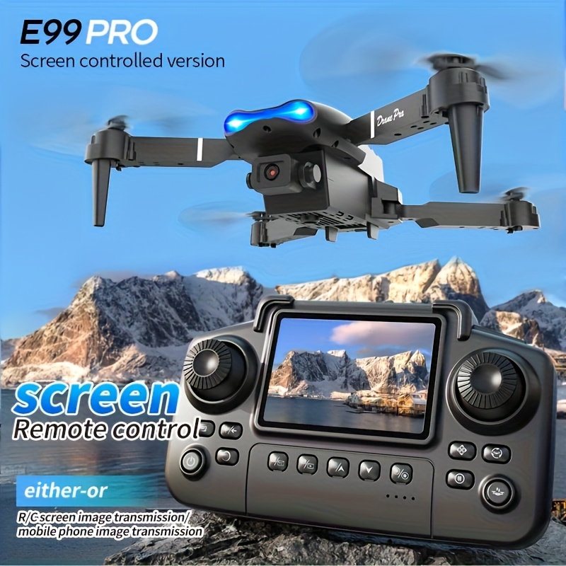 Drone Camera Lens - アップグレードされた2026 E99PRO MAXドローンは、デュアル8Kカメラ、画面内リモコン、2つのバッテリー、ワンキーリターン、折りたたみ式デザイン、USB充電、Wi-Fi接続、フライトゲーム機能を搭載しています。 このドローンは初心者やマーキーナイトに適しています