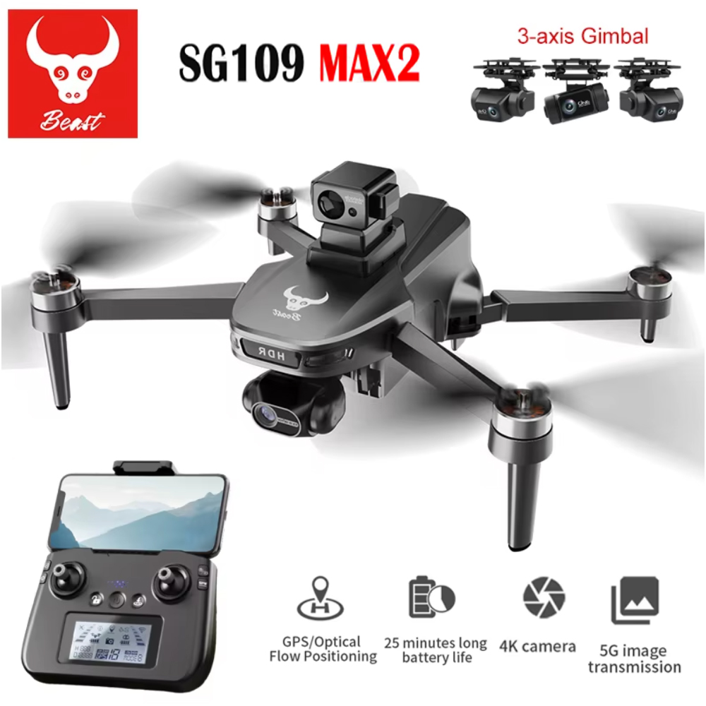 Drone Camera With Gimbal - プロフェッショナルドローンsg109max2 fpv,8kカメラ,3軸ジンバル,4kmブラシレス,GPSクワッドコプター,障害物回避,rc