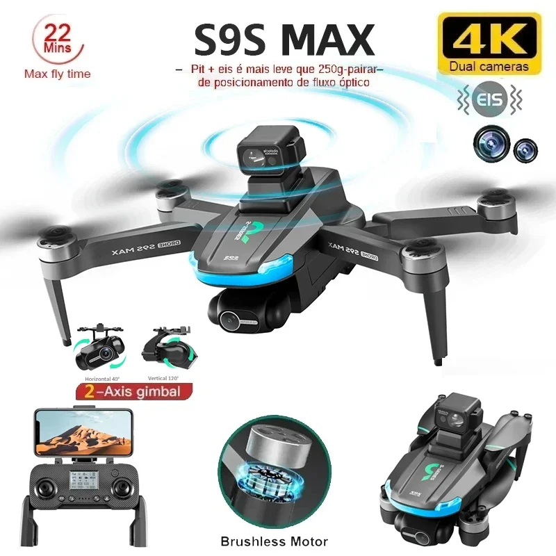 新しい S9S MAX ミニドローン 4K 2 軸 PTZ  - Drone Camera Lens のレビューと価格