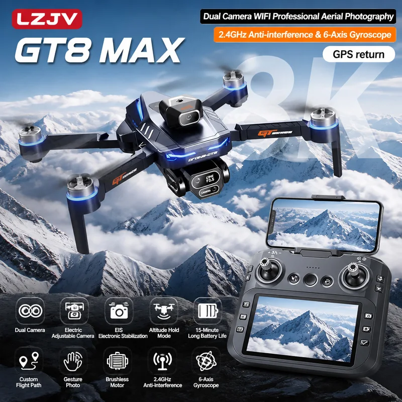 GT8 Max折りたたみ式ドローン 8K HDプロフェッショ - Drone Camera Night Vision のレビューと価格