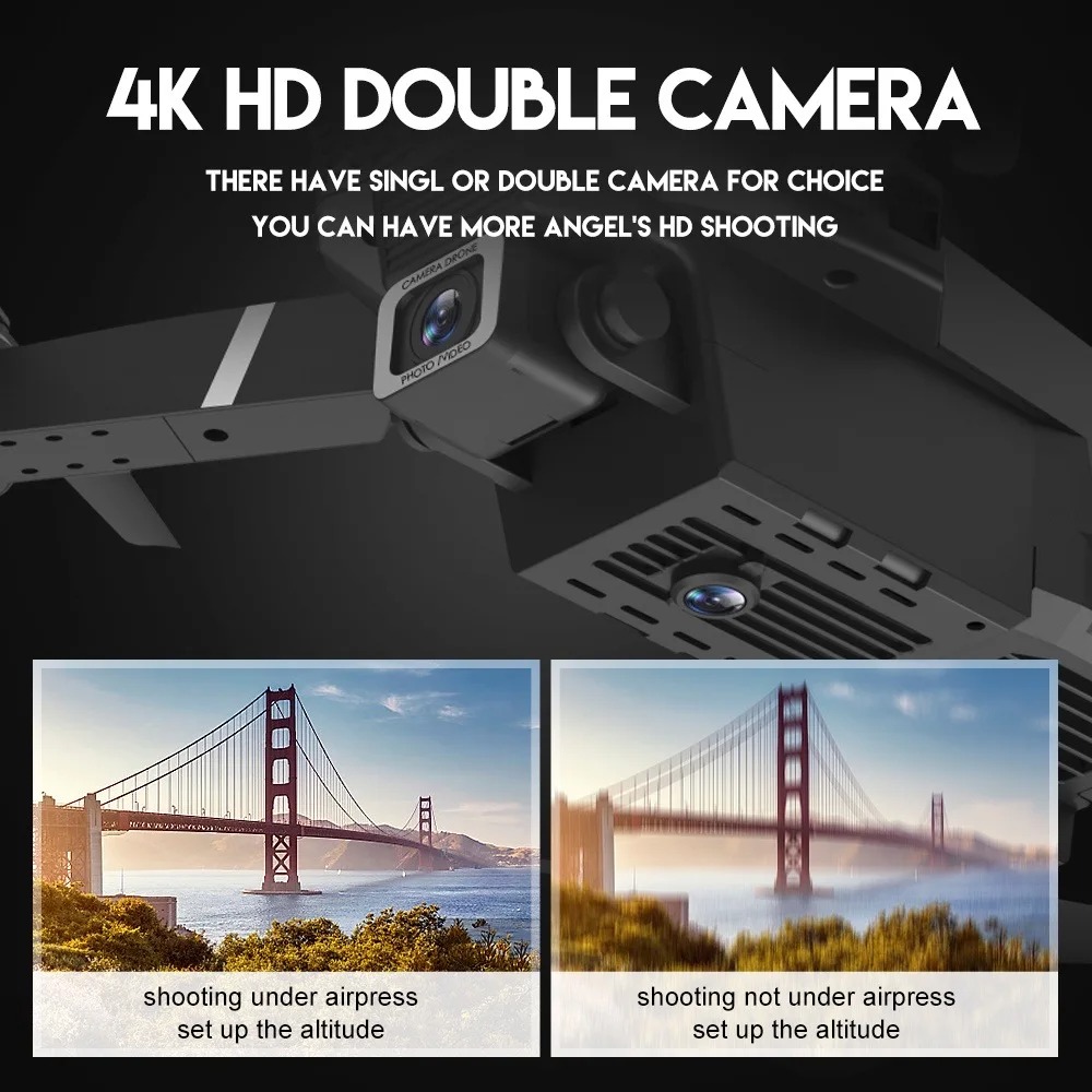 RCドローン 新型E88Pro 4Kプロフェッショナル 2つ - Drone Camera Wide Angle のレビューと価格